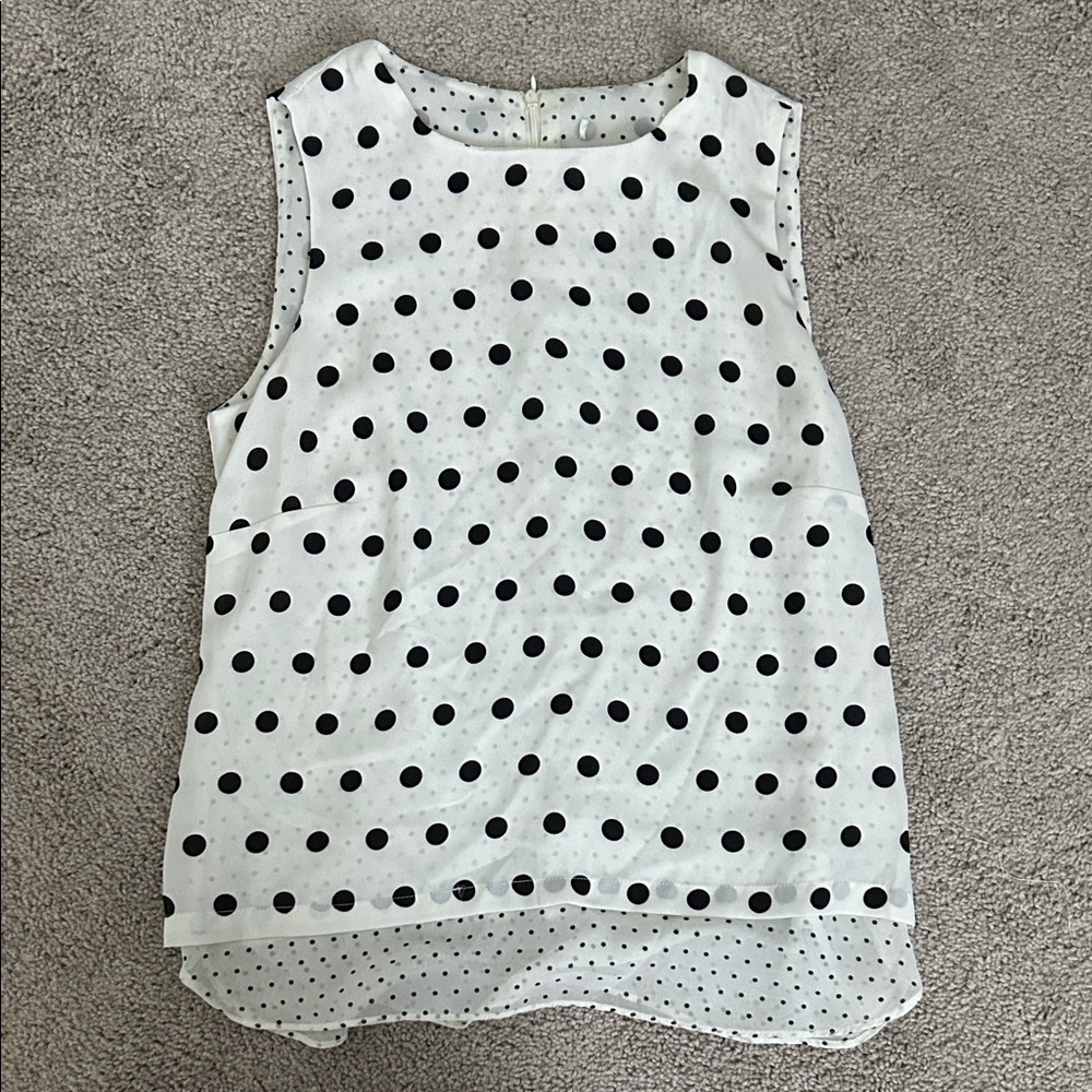 Polka Dot Sleeveless Top - Black and White